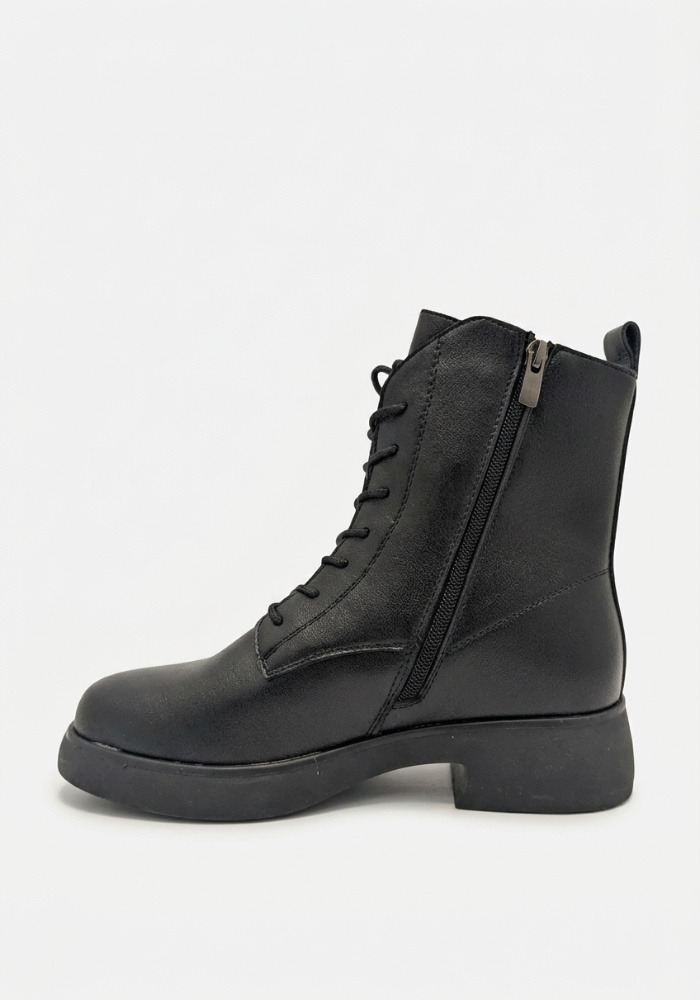 Дамски боти от естествена кожа с пух Bosido Lace Black