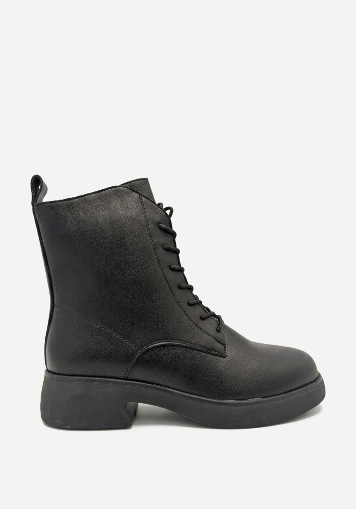 Дамски боти от естествена кожа с пух Bosido Lace Black
