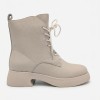 Дамски боти от естествена кожа с пух Bosido Lace Beige