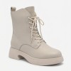 Дамски боти от естествена кожа с пух Bosido Lace Beige
