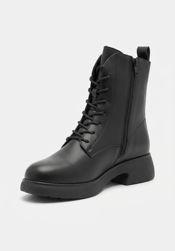 Дамски боти от естествена кожа с пух Bosido Lace Black
