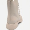 Дамски боти от естествена кожа с пух Bosido Lace Beige