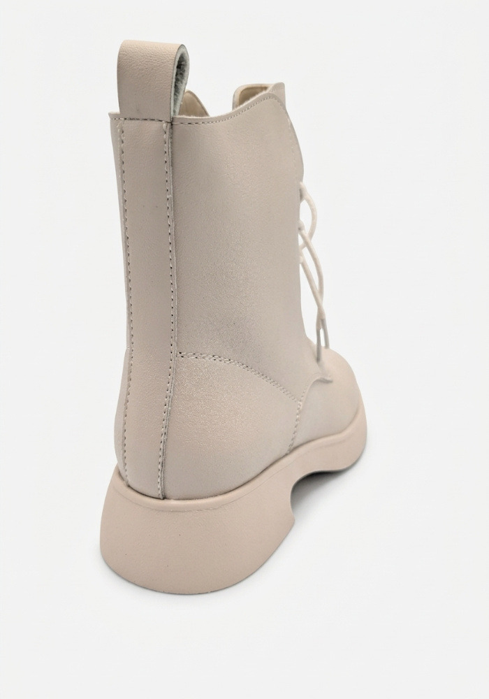Дамски боти от естествена кожа с пух Bosido Lace Beige