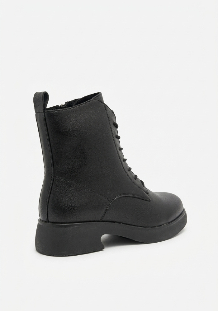 Дамски боти от естествена кожа с пух Bosido Lace Black