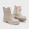 Дамски боти от естествена кожа с пух Bosido Lace Beige