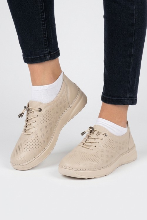 Дамски ортопедични обувки за широк крак Weide 6777 Beige