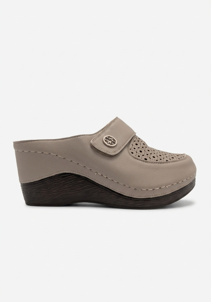 Дамски ортопедични чехли на платформа от естествена кожа Bosido 501 Brown