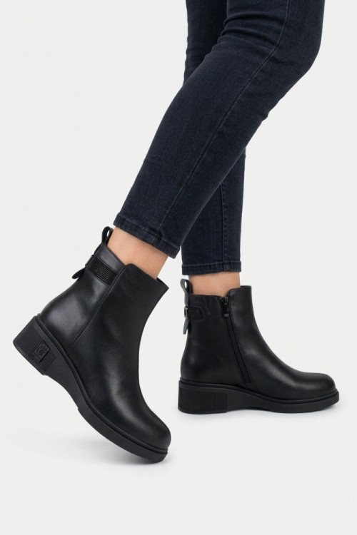 Дамски боти от естествена кожа със зимна вата Bosido Wool Black