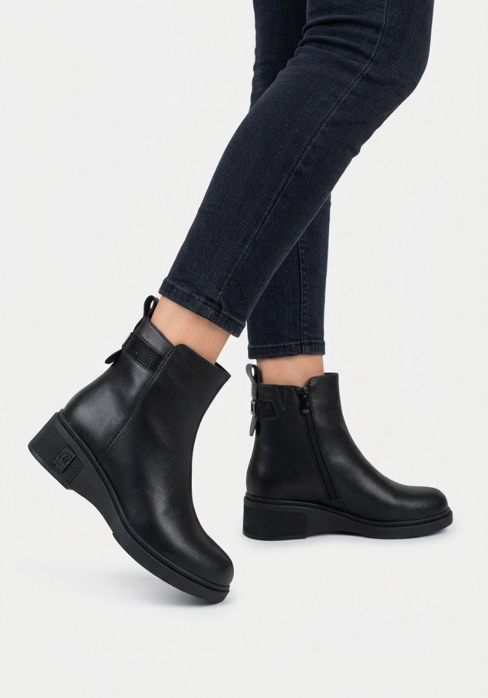 Дамски боти от естествена кожа със зимна вата Bosido Wool Black