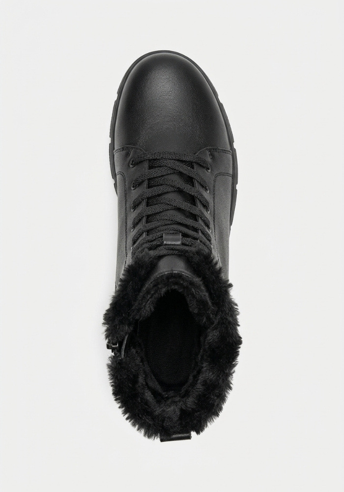 Дамски боти от естествена кожа с дебела вата Bosido Winter2 Black