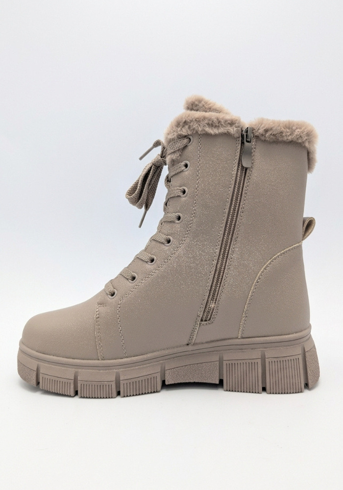 Дамски боти от естествена кожа с пух Bosido Winter Taupe