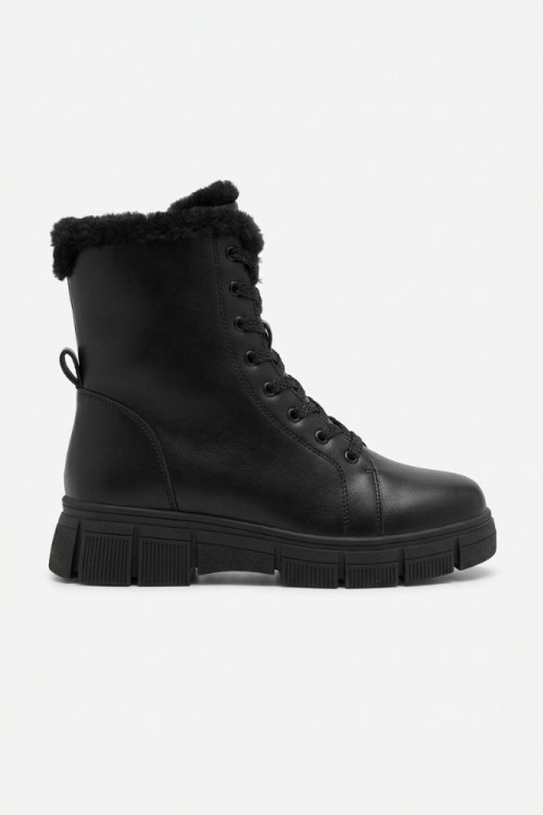 Дамски боти от естествена кожа с дебела вата Bosido Winter2 Black