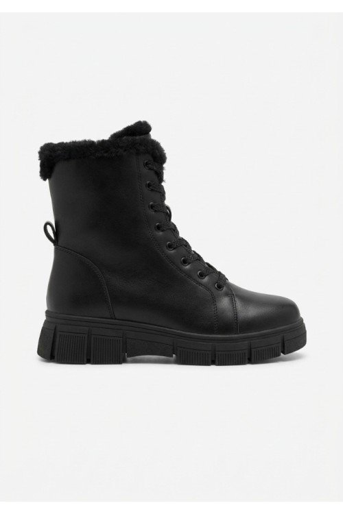 Дамски боти от естествена кожа с дебела вата Bosido Winter2 Black