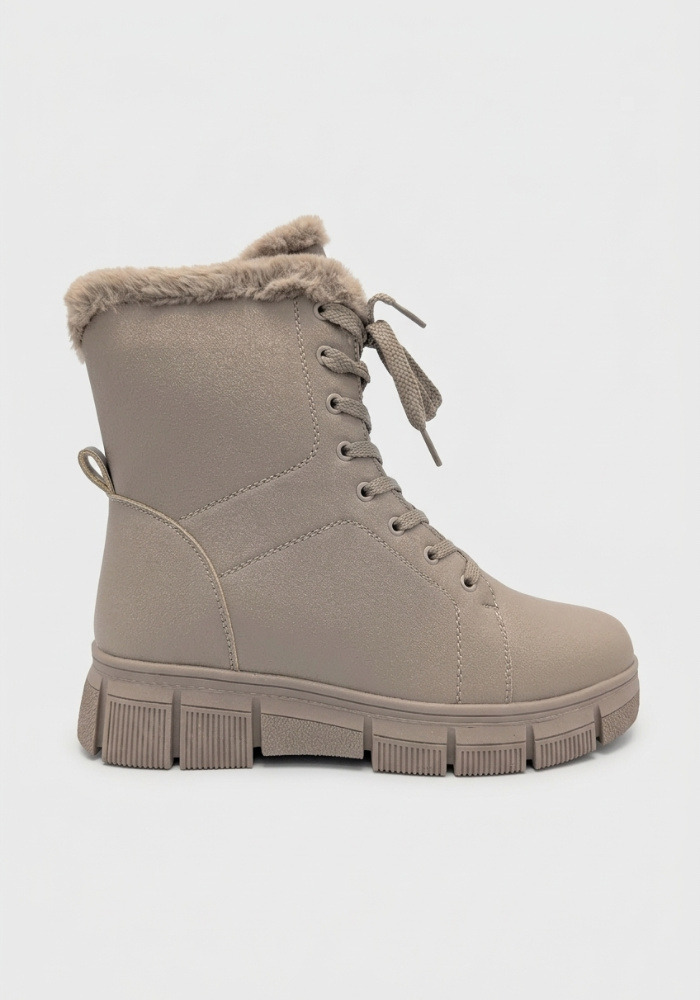 Дамски боти от естествена кожа с пух Bosido Winter Taupe