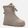Дамски боти от естествена кожа с пух Bosido Winter Taupe