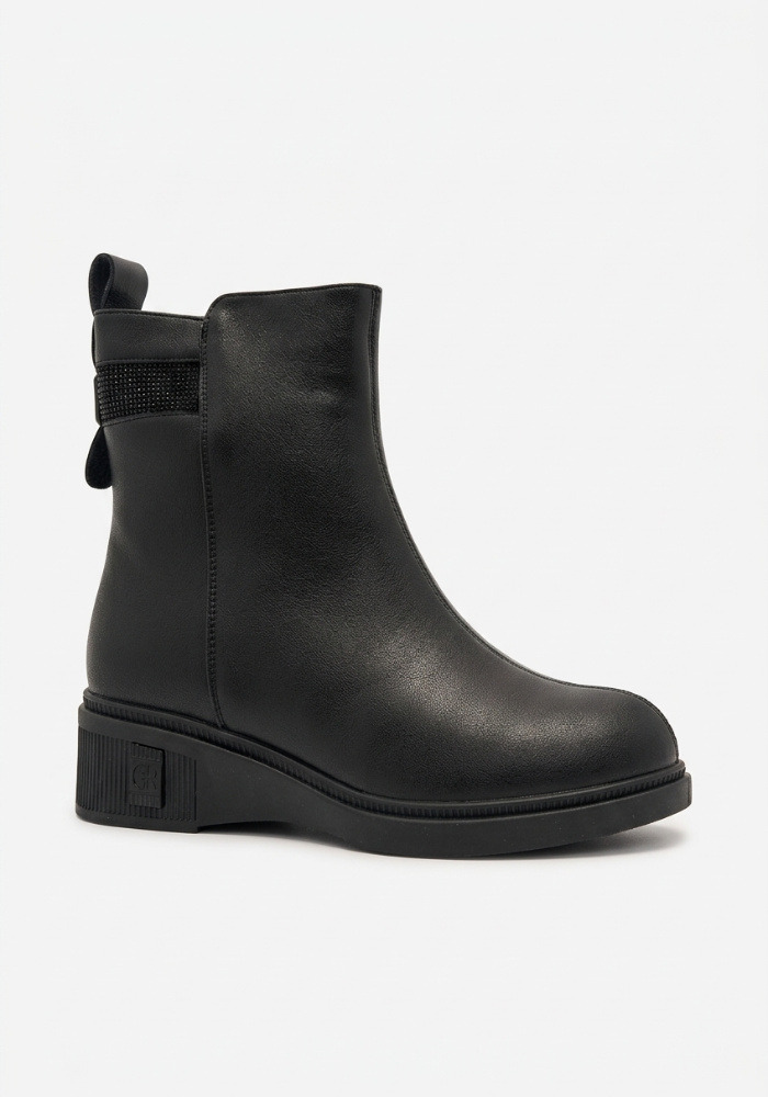 Дамски боти от естествена кожа със зимна вата Bosido Wool Black
