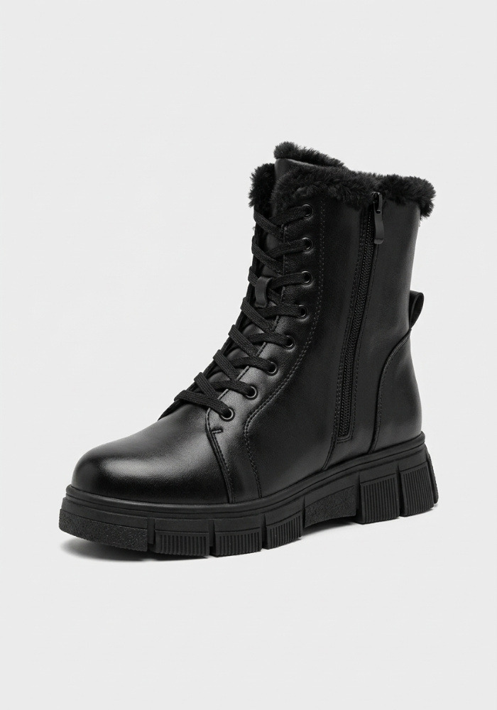 Дамски боти от естествена кожа с дебела вата Bosido Winter2 Black
