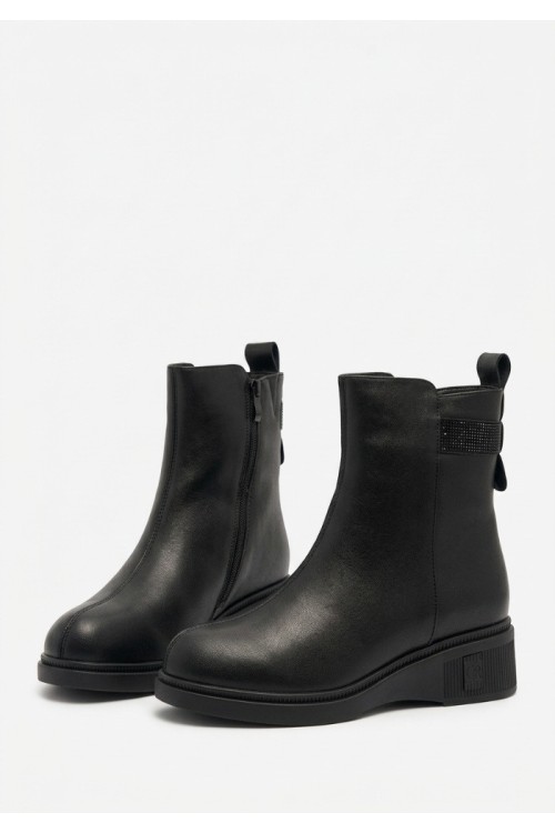 Дамски боти от естествена кожа със зимна вата Bosido Wool Black