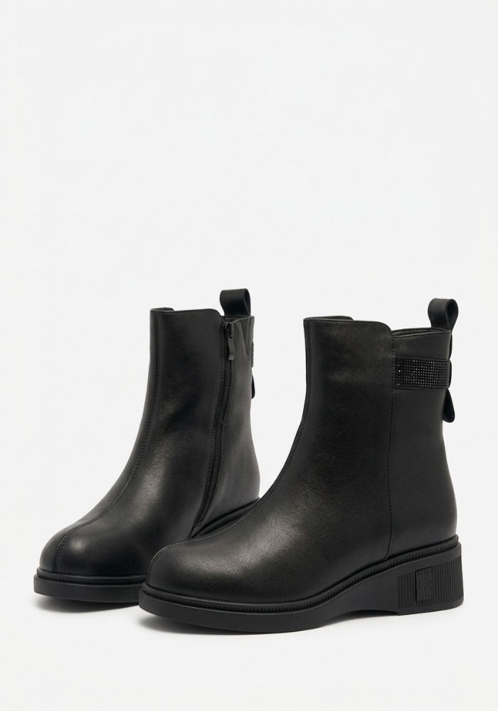 Дамски боти от естествена кожа със зимна вата Bosido Wool Black