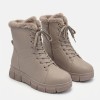 Дамски боти от естествена кожа с пух Bosido Winter Taupe