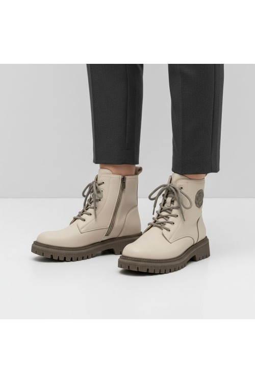 Дамски боти от естествена кожа с пух Bosido Sandway Beige