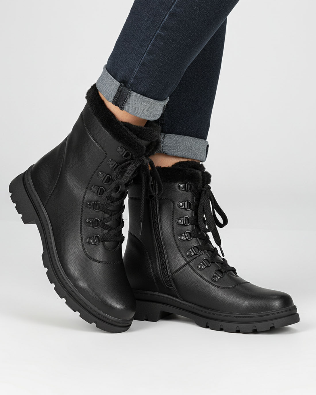 Дамски боти от естествена кожа със зимна вата Bosido Winter Black